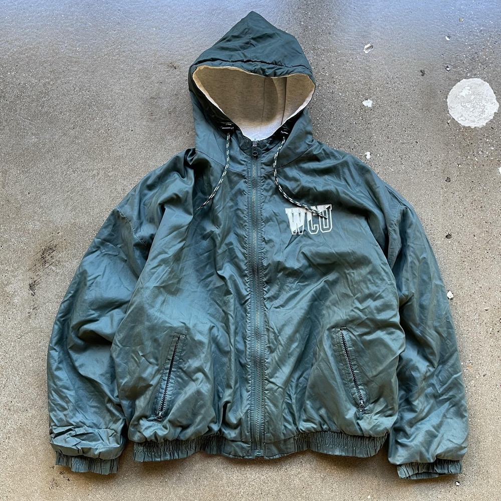 WCU Jacket Mens Green Hooded Zip NCAA College Lined Warm Windbreaker Coat